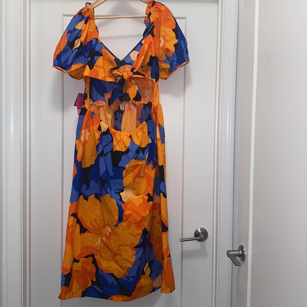 💥 NWT! Floral Print Puff Sleeve Tie-Back Dress - Tabitha Brown for Target - Picture 9 of 10